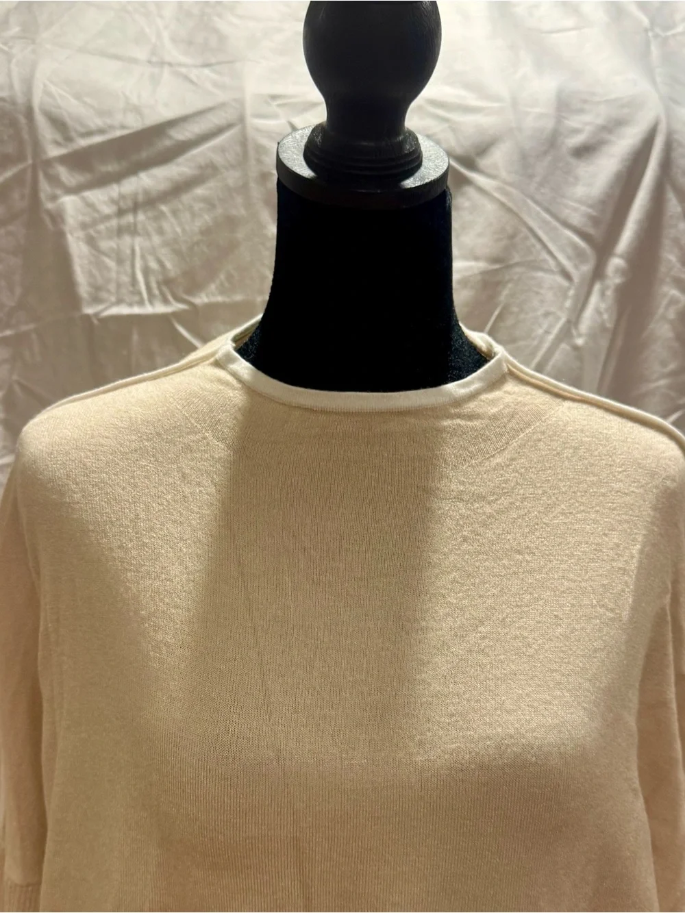 Gemma + Jane Lightweight Sweater in Cream with White Accents